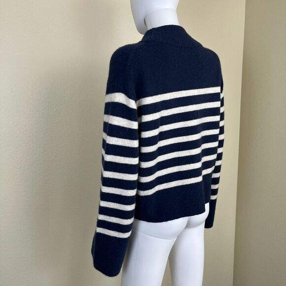 J Crew Women Size S Striped Chunky Crewneck Sweater Supersoft Yarn Preppy Alpaca - Picture 14 of 15